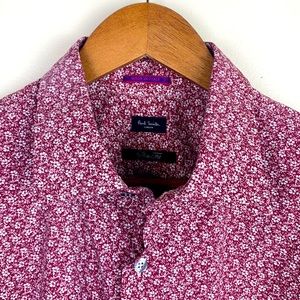 Paul Smith Floral Print Dress Shirt Mens Large Slim